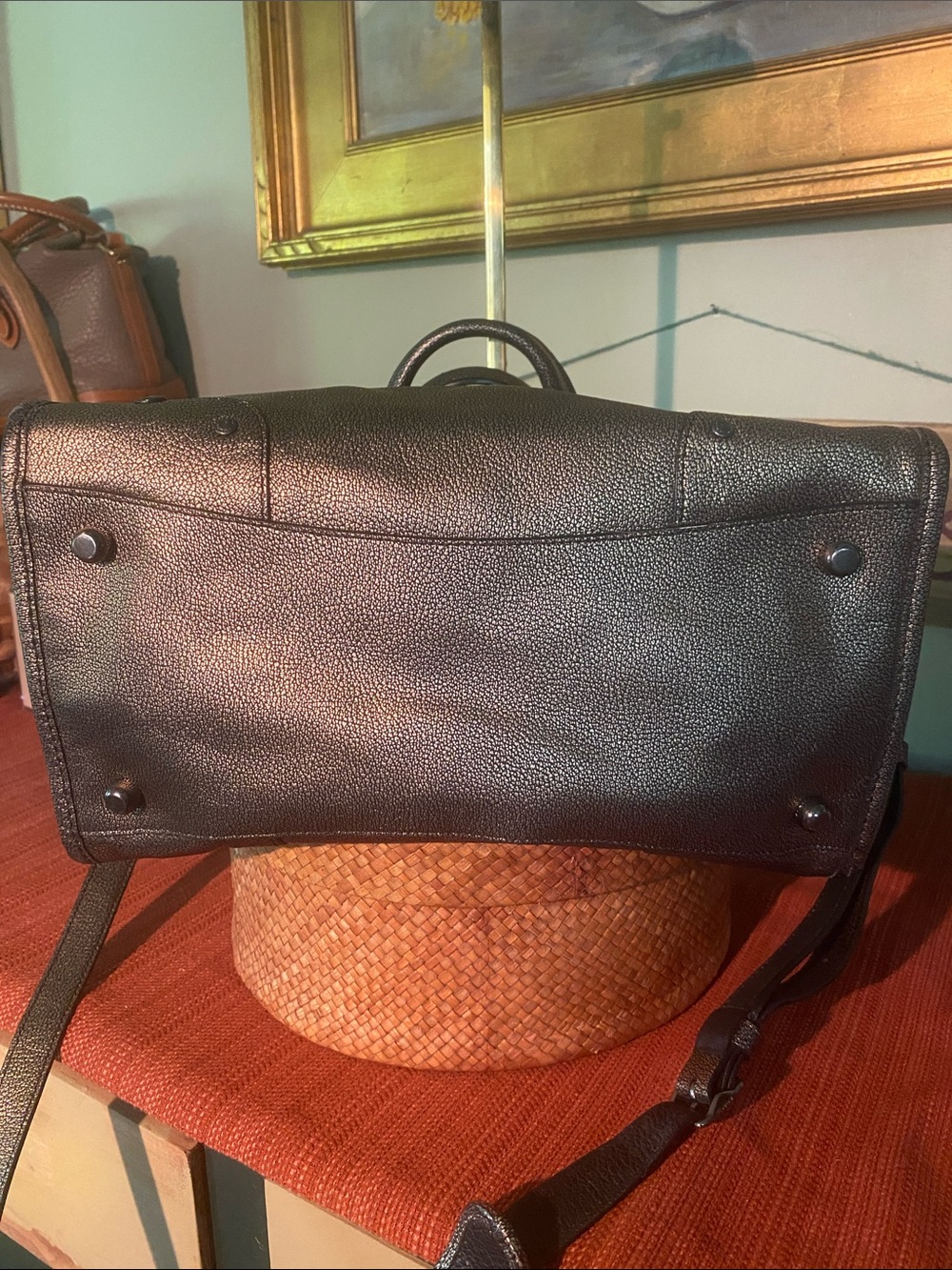 Coach Rhyder 24 Satchel Shoulder Crossbody Bag in Metallic Gunmetal Leather - Picture 9 of 16